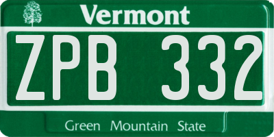 VT license plate ZPB332