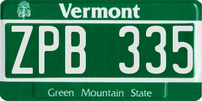 VT license plate ZPB335