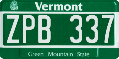 VT license plate ZPB337
