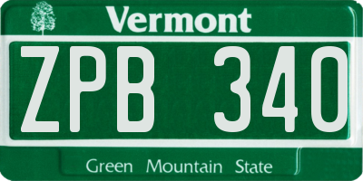 VT license plate ZPB340