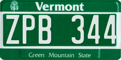VT license plate ZPB344