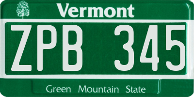VT license plate ZPB345