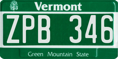 VT license plate ZPB346