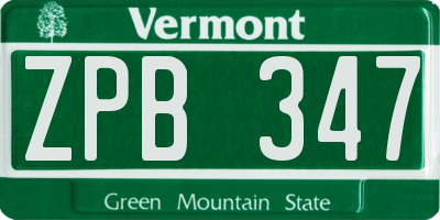VT license plate ZPB347