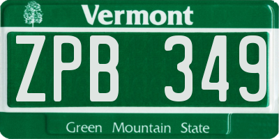 VT license plate ZPB349