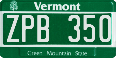 VT license plate ZPB350