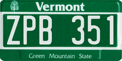 VT license plate ZPB351