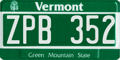 VT license plate ZPB352