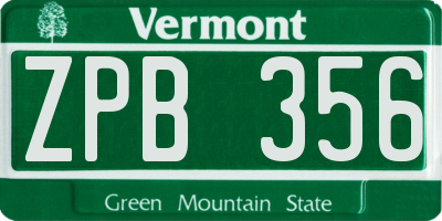 VT license plate ZPB356