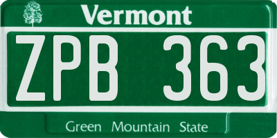 VT license plate ZPB363