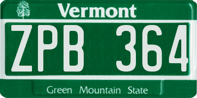 VT license plate ZPB364