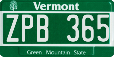 VT license plate ZPB365