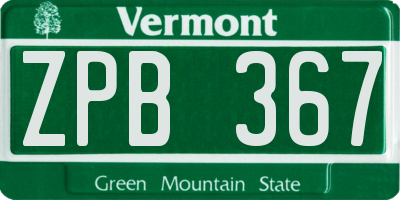 VT license plate ZPB367