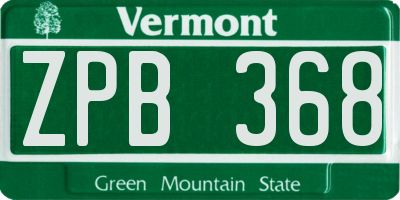 VT license plate ZPB368