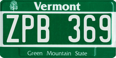 VT license plate ZPB369
