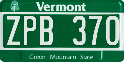 VT license plate ZPB370