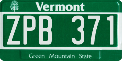 VT license plate ZPB371