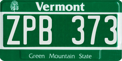 VT license plate ZPB373