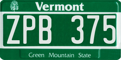 VT license plate ZPB375