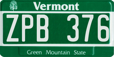 VT license plate ZPB376