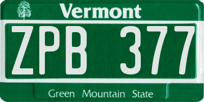 VT license plate ZPB377