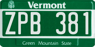 VT license plate ZPB381