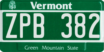 VT license plate ZPB382