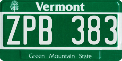 VT license plate ZPB383