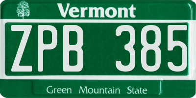 VT license plate ZPB385