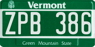 VT license plate ZPB386