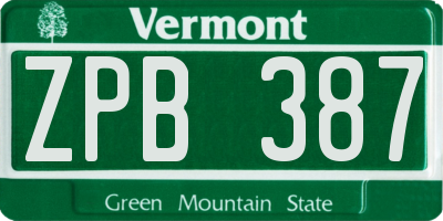 VT license plate ZPB387