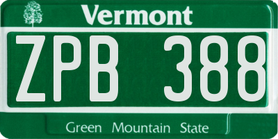 VT license plate ZPB388