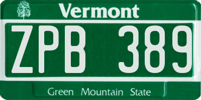 VT license plate ZPB389