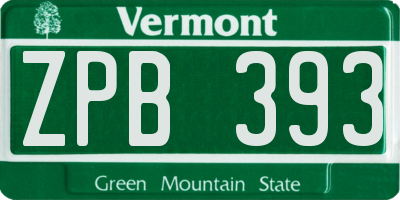 VT license plate ZPB393