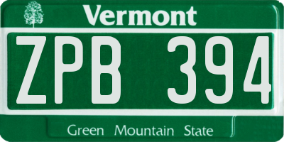 VT license plate ZPB394