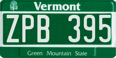 VT license plate ZPB395