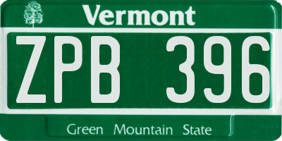VT license plate ZPB396