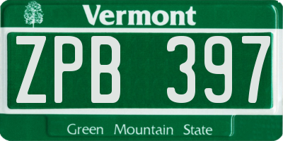 VT license plate ZPB397