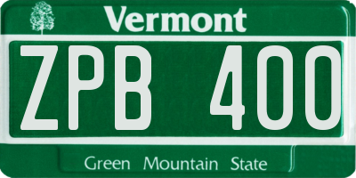 VT license plate ZPB400