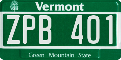 VT license plate ZPB401
