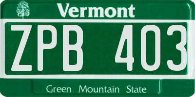 VT license plate ZPB403
