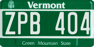 VT license plate ZPB404
