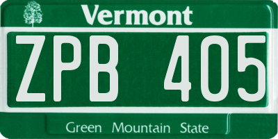 VT license plate ZPB405
