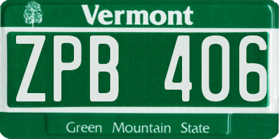 VT license plate ZPB406