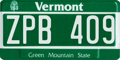 VT license plate ZPB409