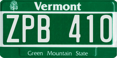 VT license plate ZPB410
