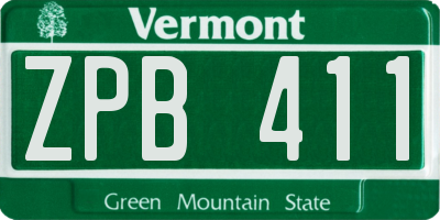 VT license plate ZPB411
