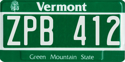 VT license plate ZPB412