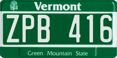 VT license plate ZPB416