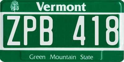 VT license plate ZPB418